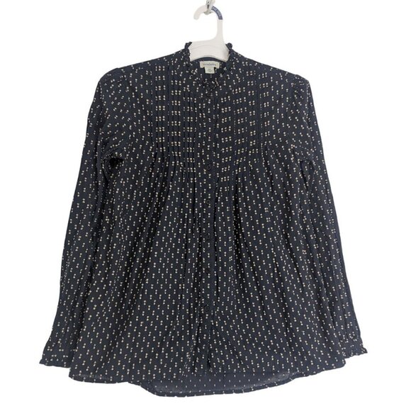 Sundance Tops - Sundance Button Up Blouse Black Tan Embroidered Long Sleeve Women's Size XS